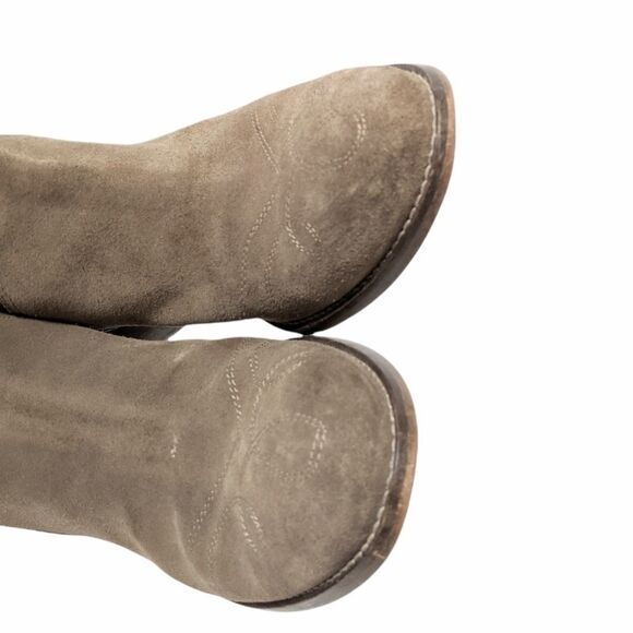 LAVORAZIONE ARTIGIANA Tan Italian  Suede Leather Western Stitched Boots 39 - Picture 6 of 10